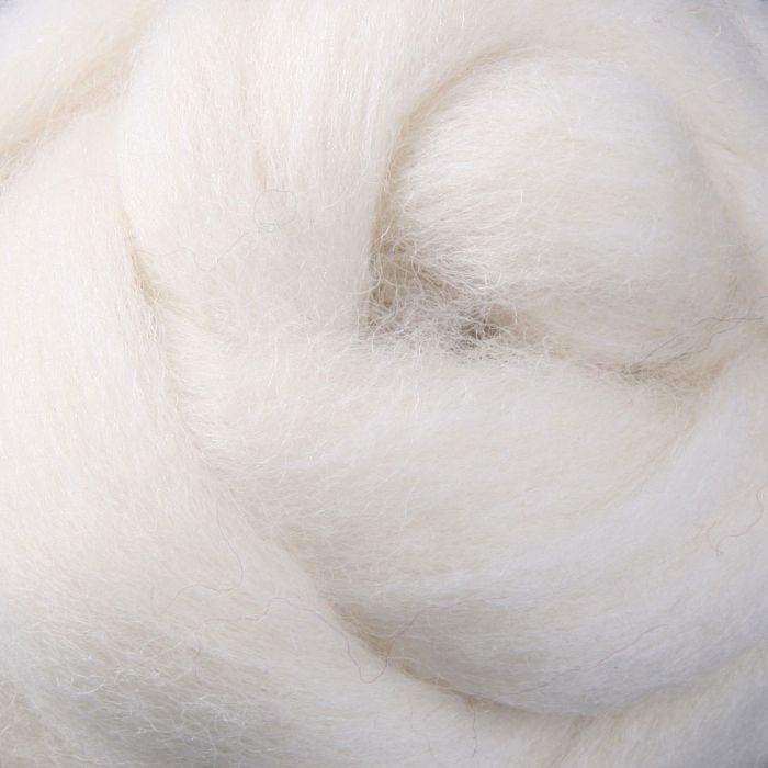 091 White Corriedale Sliver - 100gm Bag (30 micron)