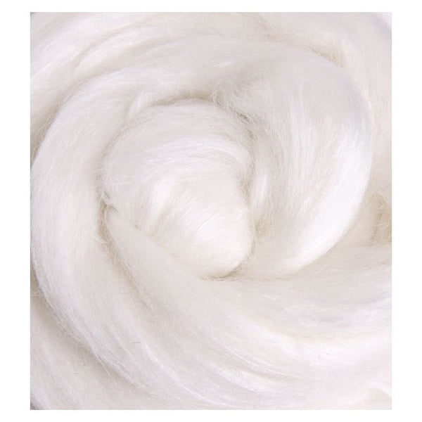 20% White Silk  / 30% Alpaca / 50% Merino  Blend Sliver - 100 gm Bag