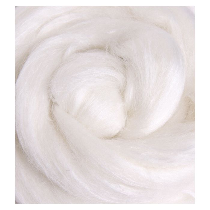 20% White Silk  / 30% Alpaca / 50% Merino  Blend Sliver - 100 gm Bag