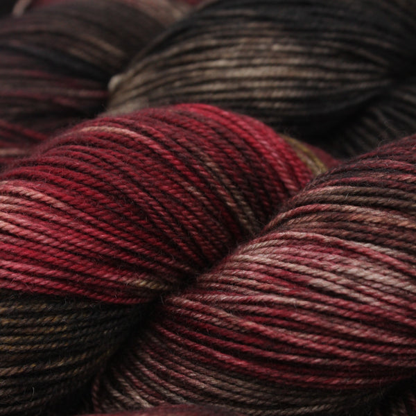 Handdyed Merino Yak yarn bown red