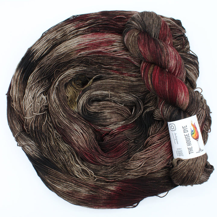 Handdyed yarn yak merino brown red