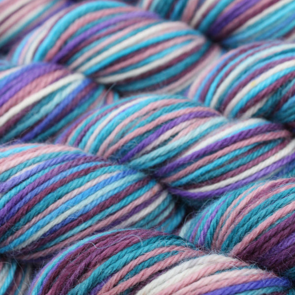 Handdyed Aplaca yarn blue, pink, puple, green